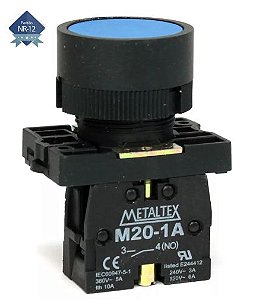 Pulsador Faceado 22MM Plástico - azul -1NA