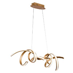 Pendente Fluire Dourado (C)100cm (L)25cm (A)30cm 1x45w 3000k 2700lm - Re006 - Bella iluminação