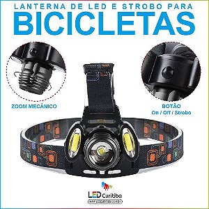 Lanterna Para Bike E Cabeça 3 Leds Cree Recarregável T6 Usb