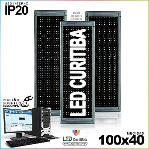 Painel Letreiro de Led 100x40 Branco Interno Conexão via USB IP20