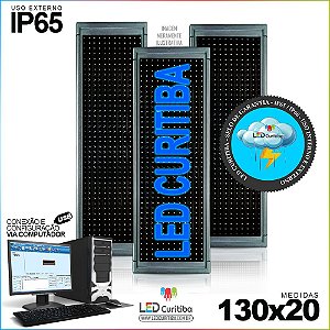 Painel Letreiro de Led 130x20 Azul Interno / Externo Conexão via USB IP65