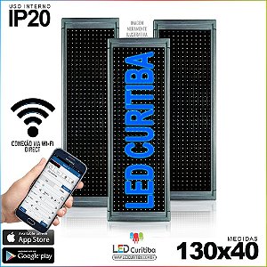Painel Letreiro de Led 130x40 Azul Interno Conexão via Wi-Fi IP20