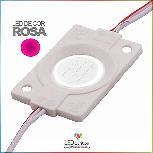 Módulo LED Cob 4530 12v 2,4w Lente 160º Rosa Pink IP66 Interno/Externo