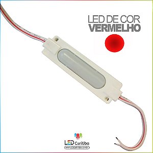 Módulo LED Cob 7050 12v 2,4w Lente 160º Vermelho IP66 Interno/Externo 6 Leds