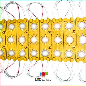 Módulo 3 led com lente 7025 Amarelo IP67 Interno/Externo 12v 160º