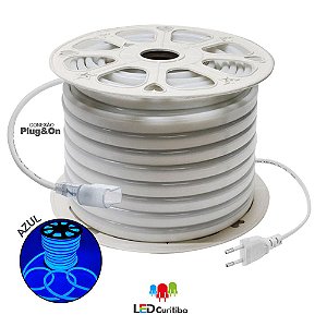 Mangueira de Led Neon Flexível Azul 127v/220v SMD 5050 8W IP66  Interno/Externo - Led Curitiba - Led neon 127v 220v direto na rede azul, led  neon azul a prova de agua ,