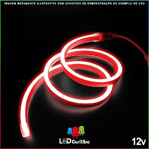 Mangueira de Led Neon Flexível Vermelho 12v SMD 5050 8W IP66 Interno/Externo