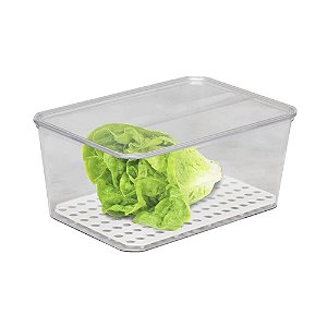 Organizador De Salada Com Tampa Cinquetti, Cinquetti, Saladeira Com Tampa E Escorredor Interno, Incolor, Produzido Com P