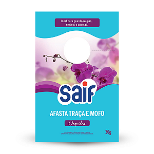 Afasta Traça E Mofo Perfumado Orquídea Saif 30G, Antimofo E Antitraça Perfumado, Azul, Ideal Para Roupeiros, Closets E A