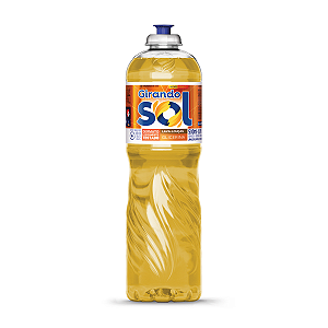 Detergente Lava-Louças Glicerina Girando Sol 500Ml, Detergente Líquido Para Lavar Louças, Amarelo, Contém Tensoativo Bio