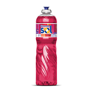 Detergente Lava-Louças Maçã Girando Sol 1L, Detergente Líquido Para Lavar Louças, Vermelho, Contém Tensoativo Biodegradá