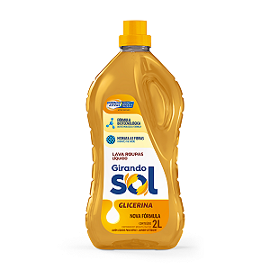 Lava Roupas Líquido Glicerina Girando Sol 2L, Sabão Líquido Lava Roupa Perfumado, Amarelo, Fórmula Biotecnológica, Hidra