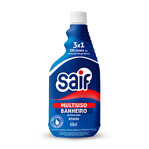 Limpador Multiuso Banheiro Refil Saif 500Ml, Limpa Banheiro Sem Cloro Refil, Azul, Eficiente Na Remoção De Gorduras, Fac
