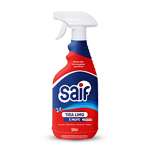 Limpador Tira Mofo E Limo Cloro Ativo Com Gatilho Saif 500Ml, Removedor De Mofo E Limo Com Cloro Ativo Spray, Vermelho,
