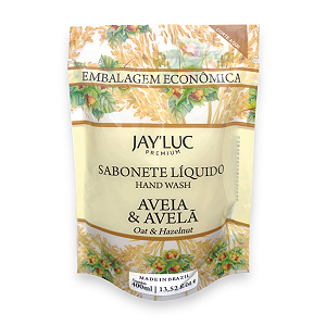 Sabonete Líquido Hidratante Aveia E Avelã Sachê Jay Luc 400Ml, Sabonete Líquido Perfumado Com Aveia E Avelã, Cinza, Todo