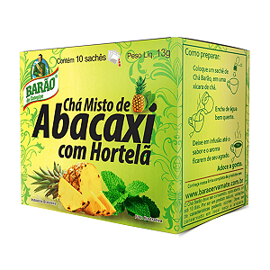 Chá Misto De Abacaxi Com Hortelã Barão 13G, Composto Natural De Abacaxi Com Hortelã, Verde, Sabor Refrescante E Revitali