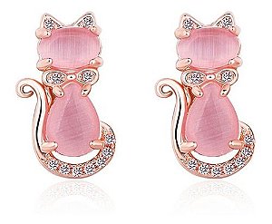Brinco de Gato Quartzo Rosa