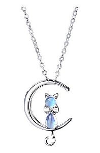 Colar Pingente Gato Azul