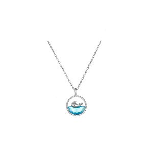 Colar Baleia Azul Banhado Prata