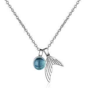 Colar Pingente Cauda Sereia Azul