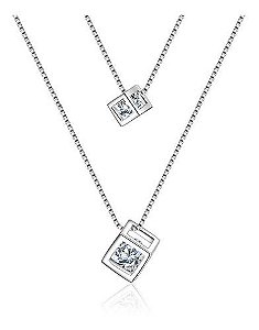 Colar Pingente Duplo De Cristal
