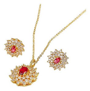 Conjunto Colar E Brincos Dourado