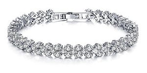 Pulseira Cristal De Diamante Em Prata Ou Ouro - 16 cm - Ouro