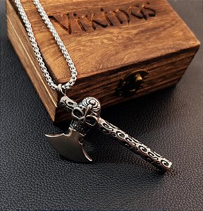 Colar Viking machado skull