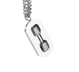 Colar com pingente dumbell giratório