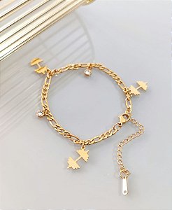 Pulseira  glamour gym banhada a ouro