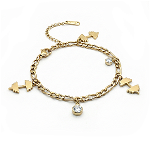 Pulseira glamour gym banhada a ouro