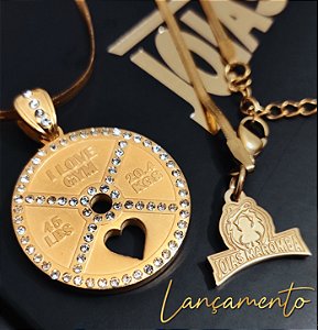 Colar com pingente anilha luxury cravejado banhado a ouro