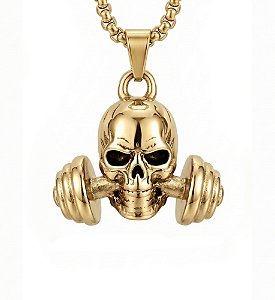 COLAR CAVEIRA HALTER BANHADO A OURO