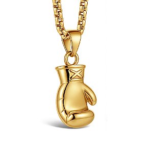 Colar luva de boxe banhada a ouro