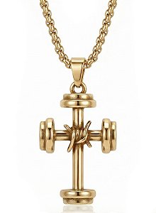 Colar com pingente crucifixo maromba banhado a ouro