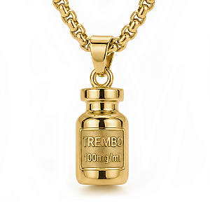 COLAR COM PINGENTE BUJÃO TREMBO BANHADO A OURO