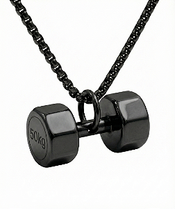 COLAR COM PINGENTE HALTER DECAGONAL BLACK