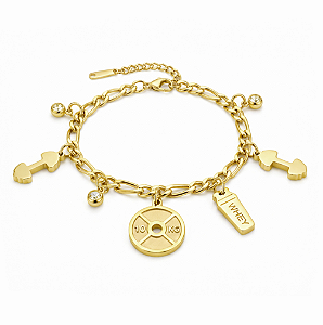 Pulseira glamour gym top banhada a ouro