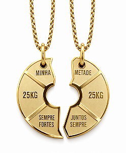 Colar casal com pingente anilha duas partes