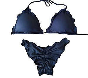 Biquíni preto ripple cortininha