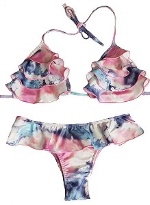 Biquíni tie dye babado