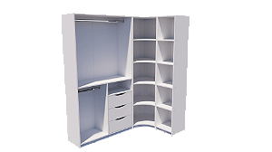 Kit Closet Modulado Armário Colmeia Canto ME 100% Mdf Cor Branco