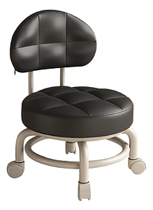 Cadeira Com Banco De Pedicure Preto Com Assento De Roda
