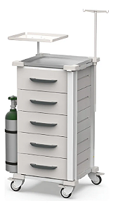 Carrinho De Emergência 5 gavetas com divisória para medicamento