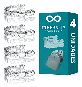 4 Placas Bruxismo + Estojo Moldeira Silicone Mordedor