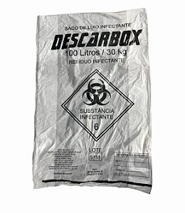 Saco Lixo Descartar Resíduos Hospitalar 50l Resistente 100un Cor Branco