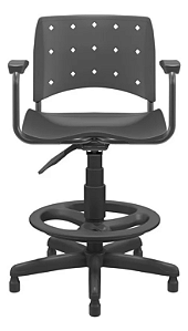 Cadeira Caixa Ergoplax Com Braço Preta Mocho Alto Estética