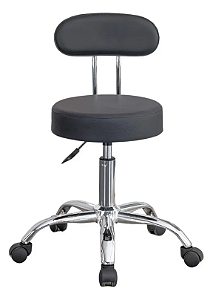Cadeira Giratoria Mocho Manicure Com Encosto Preta