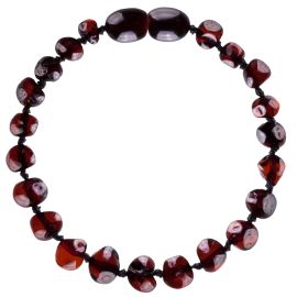 Pulseira de Âmbar Cereja Polido 16 cm