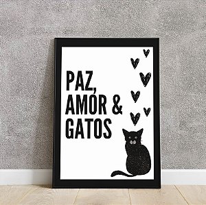 Placa decorativa Paz, Amor, & Gatos